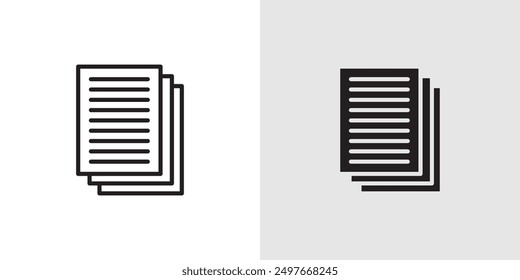 Document papers icon Black line art vector logo set