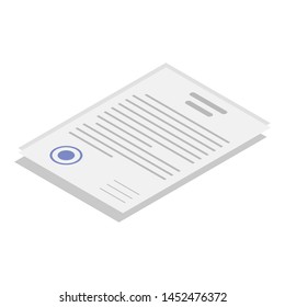 Document papers icon. Isometric of document papers vector icon for web design isolated on white background