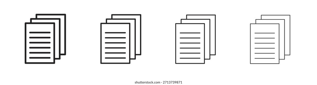 Document papers icon outline symbol. Editable Stroke collection.
