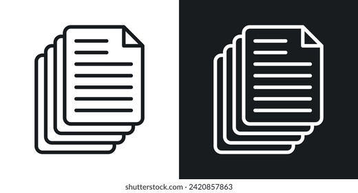 Document Papers Pile Icon Designed in a Line Style on White Background.