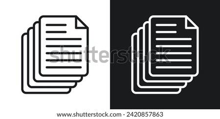 Document Papers Pile Icon Designed in a Line Style on White Background.
