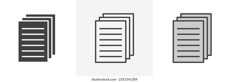 Document papers pile icon pack. Vector illustration. EPS10