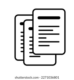 Document papers pile icon. Document sign. Vector isolated on background.