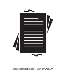 Document papers pile icon, vector flat black simple illustration for web and app,.eps