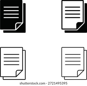 Dokument- und Papierserien-Symbolsatz mit mehreren Seiten Gestapelte Dateien Textvorlagen Geschäftsordner Offizielle Datensätze und administrative Papierelemente