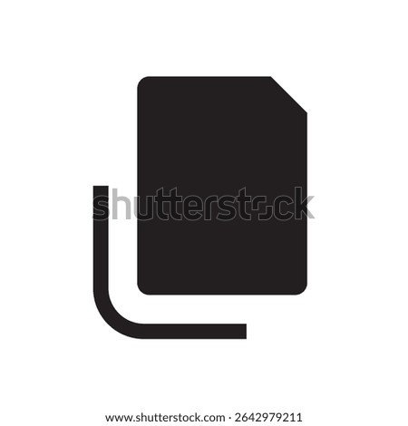  document paste icon vector. Flat document with folded corner, ideal for clipboard, paste, or content tools.