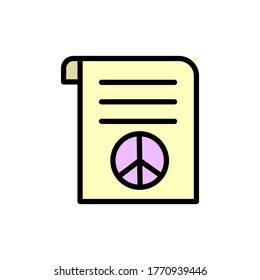 Document, peace icon. Simple color with outline vector elements of flower children icons for ui and ux, website or mobile application