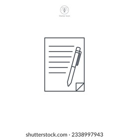 Document with a Pen. contract icon symbol vector illustration isolated on white background