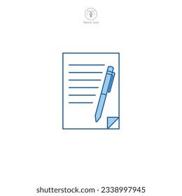 Document with a Pen. contract icon symbol vector illustration isolated on white background