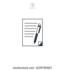Document with a Pen. contract icon symbol vector illustration isolated on white background