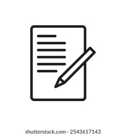 Document with pen icon Flat line illustration