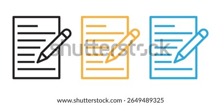 Document with pen icon. form symbol isolated on white background.
