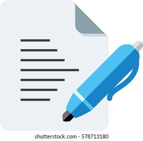 Document With Pen Icon On Background