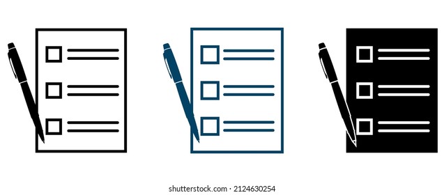 Document with pen icon set. Form icons collection. form icon in different style, document symbol. vector illustration isolated on a white background