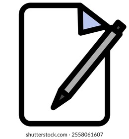 Document with pen icon symbol - Answering a survey or multiple choice exam