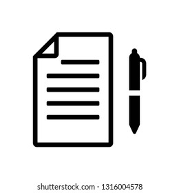 document with pen icon symbol vector. on white background