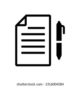 document with pen icon symbol vector. on white background