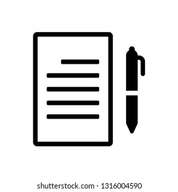 document with pen icon symbol vector. on white background