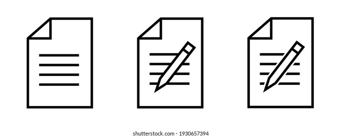 Document with pen icon. Document symbol vector illustration. Isolated. Edit document signs with editable stroke. Stock vector