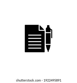 Document with pen icon vector for computer, web and mobile app 