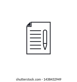 Document With a Pen Icon Vector Illustration. Outline Icon
