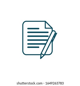 Diseño de iconos de estilo de línea de documentos y plumas, almacenamiento de archivos de datos, organización de oficinas de negocios y tema de información. Ilustración de vectores