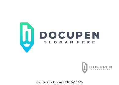 Document and pen logo design template vector