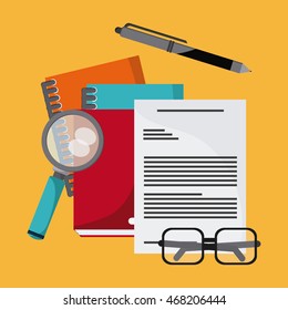 document pen lupe glasses book notebook icon. Company rosource design. colorful and flat illustration