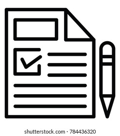 A document and a pen show agreement concept, line icon design
