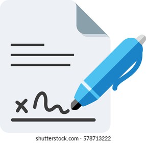 Document With Pen And Signature Icon