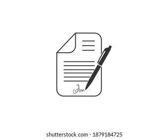 Document, pen, signature icon. Vector illustration, flat.