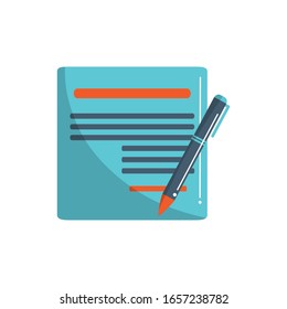 document pen signature money business financial vector illustration color tone and fill
