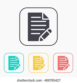 document with pen vector color icon set 