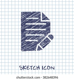 document with pen vector doodle icon. Sketch illustration 