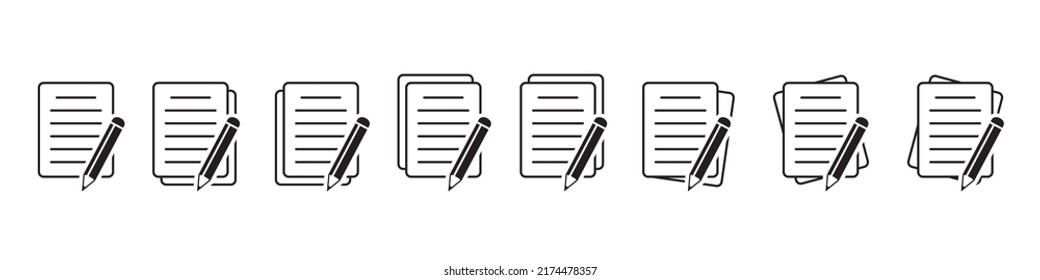 Document with pen vector illustration on white isolated background. Content business concept. Notepad icon. Blogging icon in flat style.