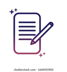 document pen writing social media gradient style icon vector illustration