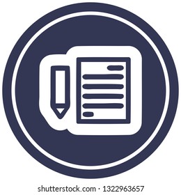 document and pencil circular icon symbol