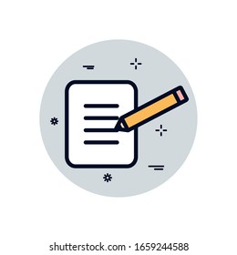 Document and pencil fill block style icon design, Data archive storage organize business office and information theme Vector illustration