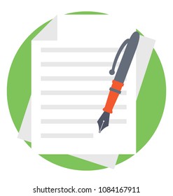 
document and pencil, flat design icon of content writing
