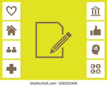 Document & Pencil Icon With Bonus Icons. Eps-10.