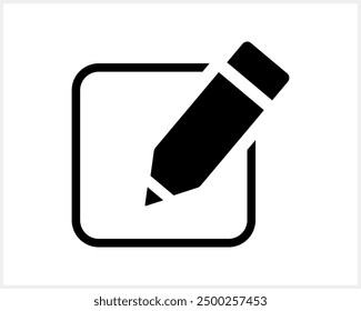 Document with pencil icon isolated. School symbol. Business icon. Checklist document. Vector stock illustration