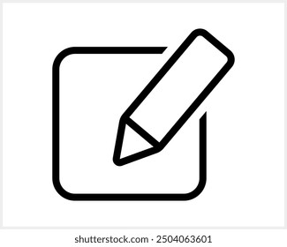 Document with pencil icon isolated. School symbol. Business icon. Checklist document. Vector stock illustration