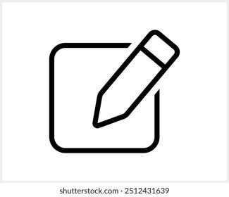 Document with pencil icon isolated. School symbol. Business icon. Checklist document. Vector stock illustration