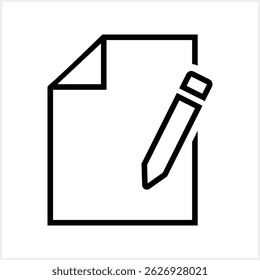 Document with pencil icon isolated. School symbol. Business icon. Checklist document. Vector stock illustration