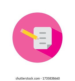 document and pencil icon over white background, block flat style, vector illustration