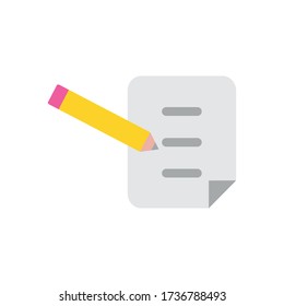 document and pencil icon over white background, flat style, vector illustration