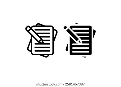 Document and pencil icon set Vector