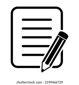 Document with pencil icon vector illustration. Test vector icon.