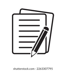 Document with pencil icon vector illustration. Test vector icon.