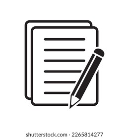 Document with pencil icon vector illustration. Test vector icon.